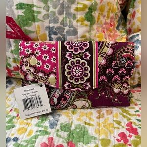 Vera Bradley Very Berry Paisley Strap Wallet NWT